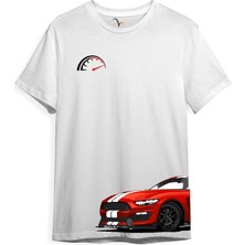 Araba Yan Detaylı Hız Limiti Baskılı Regular Fit %100 Pamuk T-Shirt