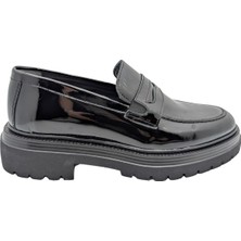 Rego - 1552-1 | Erkek Hakiki Rugan Deri Yüksek Taban Bağcıksız Ayakkabı - Siyah-Rugan - 43