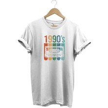 Vintage Retro 1990'S Baskılı Kaset %100 Pamuk Regular Fit Bisiklet Yaka T-Shirt