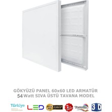 Kendinden Kasalı, LED Panel, 60X60 Armatür, 54WATT, Gün Iiığı, 4000 Kelvin, Doğal Işık, Sıva Üstü,