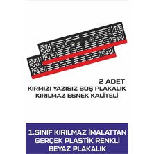 Tay Promosyon Kırmızı Yazısız Boş 2 Adet Kırılmaz Takmatik Oto Plakalık