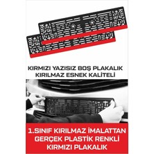 Tay Promosyon Kırmızı Yazısız Boş 2 Adet Kırılmaz Takmatik Oto Plakalık