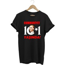 29 Ekim Cumhuriyet Bayramı Atatürk Ay Yıldız Baskılı Cumhuriyet 101 Yaşında Türkiye Tişört