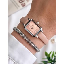 Daniel Klein Minimalist Model Deri Kordon 3 Atm Suya Dayanıklı Özel Tasarım Kadın Kol Saat+Bileklik VS.BLKT.0439