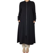 Kadın Önü Fermuarlı Hakim Yaka Kolları Lastikli Omuz Metel Detaylı Spor Tunik