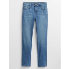 Gap Kadın Mavi Mid Rise Classic Straight Jean Pantolon