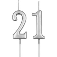 1 Yaş Gümüş Silver Renkli Doğum Günü Pastası Mumu Gümüş Silver Gri 1 Rakamlı Doğum Günü Mumu