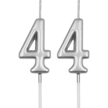 4 Yaş Gümüş Silver Renkli Doğum Günü Pastası Mumu Gümüş Silver Gri 4 Rakamlı Doğum Günü Mumu