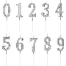 4 Yaş Gümüş Silver Renkli Doğum Günü Pastası Mumu Gümüş Silver Gri 4 Rakamlı Doğum Günü Mumu