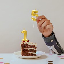 5 Yaş Gold Altın Sarı Renkli Doğum Günü Pastası Mumu - Gold Altın Sarı 5 Rakamlı Doğum Günü Mumu