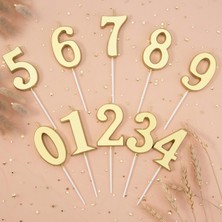 5 Yaş Gold Altın Sarı Renkli Doğum Günü Pastası Mumu - Gold Altın Sarı 5 Rakamlı Doğum Günü Mumu