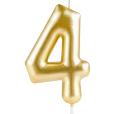 4 Yaş Gold Altın Sarı Renkli Doğum Günü Pastası Mumu - Gold Altın Sarı 4 Rakamlı Doğum Günü Mumu