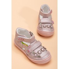 Şirinbebe Ortopedik Kız Bebek Ilkadım Ayakkabı Pembe Çift Cırtlı Çiçekli
