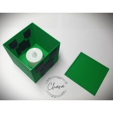 Minecraft Creeper Glowbox Gece Lambası | LED Işıklı, 9x9 Cm, Pilli Küp Lamba