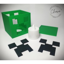 Minecraft Creeper Glowbox Gece Lambası | LED Işıklı, 9x9 Cm, Pilli Küp Lamba