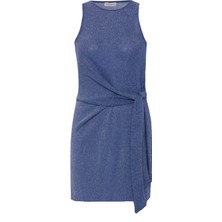 Bağlamalı Lurex Saks Mavi Kısa Elbise