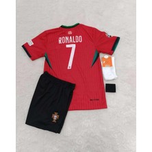 Dayıbalı Portekiz Cristiano Ronaldo 2024/25 Yeni Sezon Kısa Kol Kırmızı Iç Saha Çocuk Forması 4'lü Set