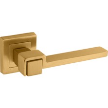 Vizyon Kare Rozetli Alüminum Kapı Kolu (Oda/yale/wc) V2 Mat Altın