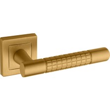 Stil Kare Rozetli Alüminyum Kapı Kolu (Oda/yale/wc) V2 Mat Altın
