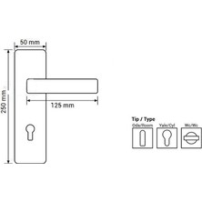 Stil Gizem Aynalı Alüminyum Kapı Kolu (Oda/yale/wc) Altın - Saten