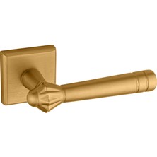 Yalı Koleksiyonu Kare Rozetli Alüminyum Kapı Kolu (Oda/yale/wc) Mat Altın