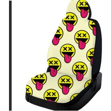Emoji Desenli Araba Koltuk Kılıfı – 2’li – Sarı Zemin Komik Suratlar