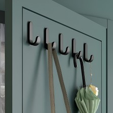 Metal Siyah 3m Yapışkanlı Askılık 5 Adet Kapı Arkası Bornoz Askılığı Mutfak Askı Banyo Askılık