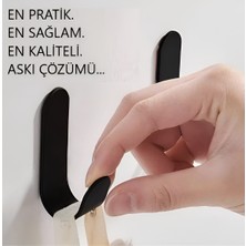 Metal Siyah 3m Yapışkanlı Askılık 5 Adet Kapı Arkası Bornoz Askılığı Mutfak Askı Banyo Askılık