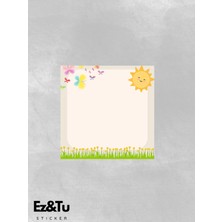 Ez&tu Stıcker  Etiket Hediyeli 4'lü Desenli Küp Not Güneşli, Çicekli, Tel Desenli, Pembe Pasta