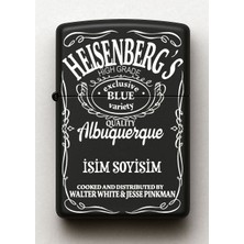 Heisenberg Breaking Bad Desenli Kişiye Özel Isimli Siyah Benzinli Metal Çakmak 2