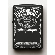Heisenberg Breaking Bad Desenli Kişiye Özel Isimli Siyah Benzinli Metal Çakmak 2