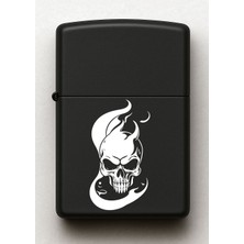 Kuru Kafa Desenli Kişiye Özel Isimli Siyah Benzinli Metal Çakmak 4