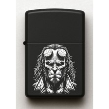 Hell Boy Desenli Kişiye Özel Isimli Siyah Benzinli Metal Çakmak