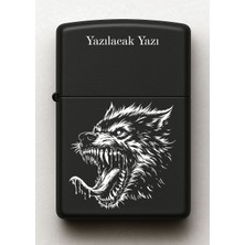 Canavar Desenli Kişiye Özel Isimli Siyah Benzinli Metal Çakmak 2