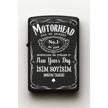 Motörhead Desenli Kişiye Özel Isimli Siyah Benzinli Metal Çakmak