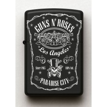 Guns N Roses Desenli Kişiye Özel Isimli Siyah Benzinli Metal Çakmak