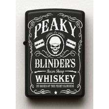 Peaky Blinders Desenli Kişiye Özel Isimli Siyah Benzinli Metal Çakmak
