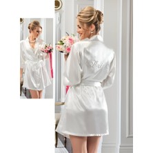 Ekru Bride Saten Sabahlık L/xl