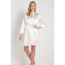 Ekru Bride Saten Sabahlık L/xl