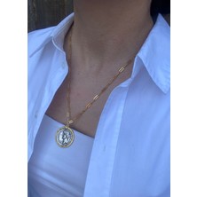 Antik Para Madalyon Çelik Gold Kolye