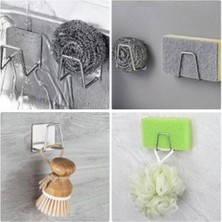 MAİN SHOP Yapışkanlı Paslanmaz Çelik Bulaşık Sünger Tutucu Bulaşık Süngeri Tutacağı 3 M Çok Amaçlı Askı 1 Adet