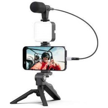 Video Making Kit Telefon Tutucu Vlog Video Mini LED Işıklı