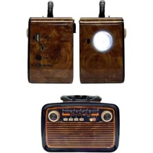 Nostalji Radyo Bluetooth Hoparlör Usb-Sd Kart Giriş LED Fener Işıklı Bataryalı Pilli