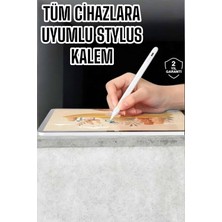 Dokunmatik Kalem Beyaz Şarjlı Yedek Uçlu Android ve Ios Uyumlu