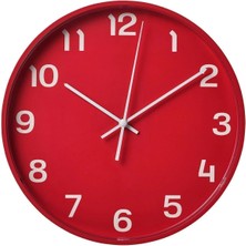 Sessiz Çalışan Dekoratif Duvar Saati, 28 Cm, Canlı Kırmızı Renk.
