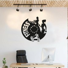 Şık Siyah Beyaz Lazer Kesim Duvar Saati, Fitness Salonları Için Özel Tasarım