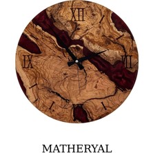 El Yapımı Mavi Epoksi Zeytin Ağacı Ahşap Duvar Saati, Sessiz Mekanizma, 35 cm