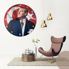 Şık Tek Renk Atatürk Temalı Duvar Saati, Modern ve Kaliteli Tasarım