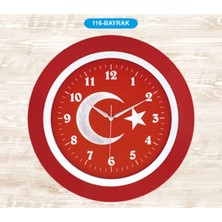 Kırmızı Duvar Saati, Ayyıldız Deseni, Ofis ve Salon Dekorasyonu, Hızlı Kargo, Pil Hediyeli