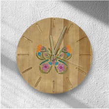 Ahşap Kelebek Tasarımlı Zarif Saat, Ekru Renk